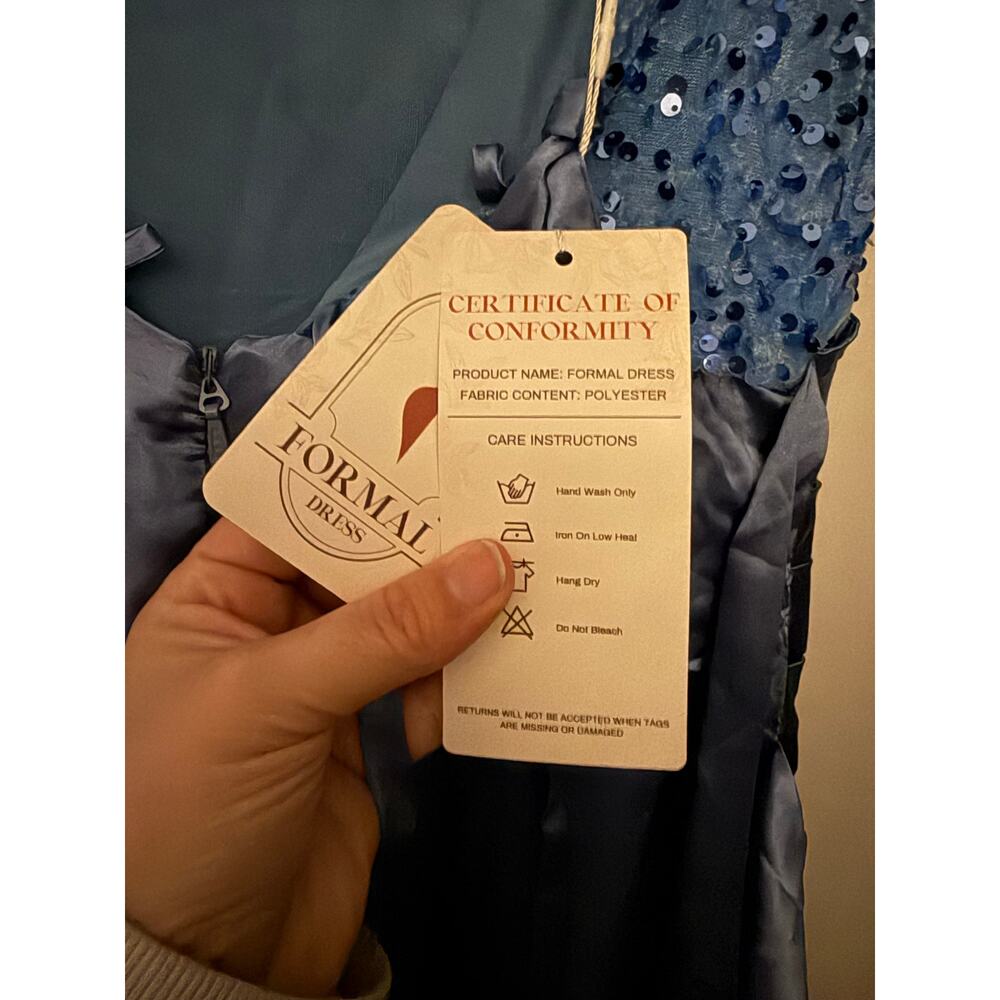 Blue Formal/Prom Dress with Sequins Size 12 NWT - Picture 4 of 6